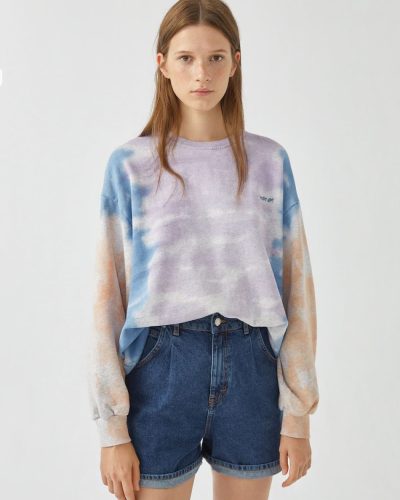 Contemporary Tie-Dye Long Sleeve Sweatshirt - Pastel Multi-Color Design