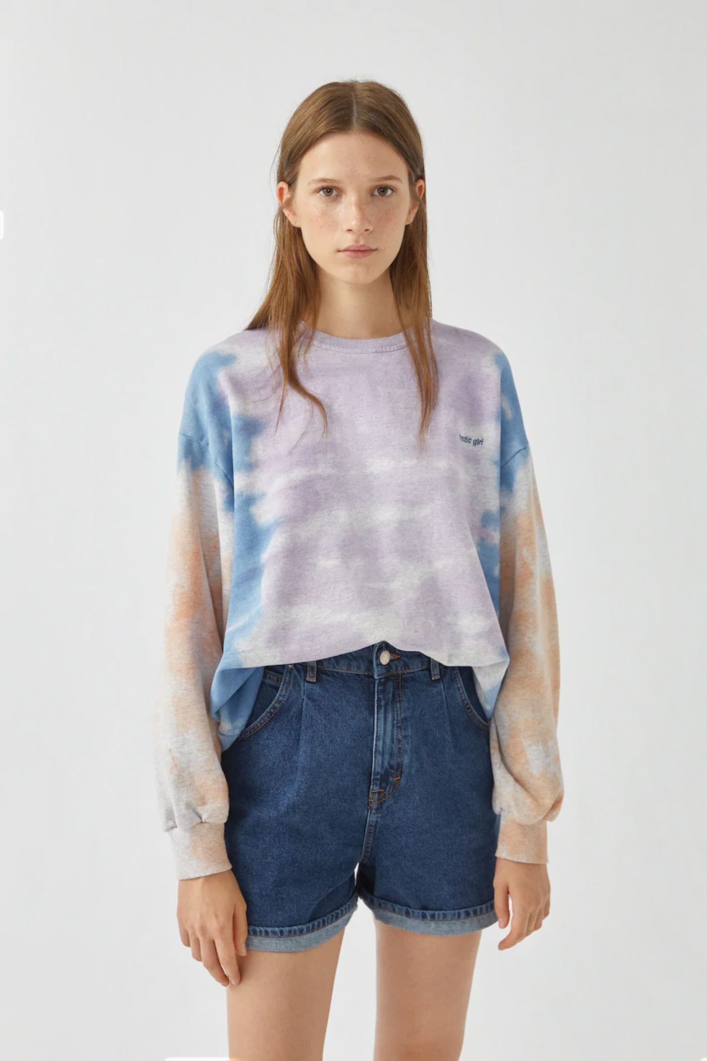 Contemporary Tie-Dye Long Sleeve Sweatshirt - Pastel Multi-Color Design