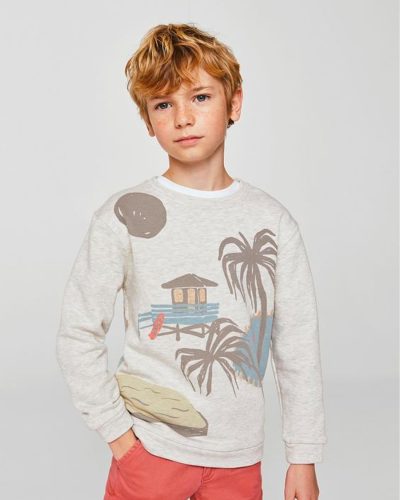 Boys Beach Scene Graphic Sweatshirt - Long Sleeve Casual Top