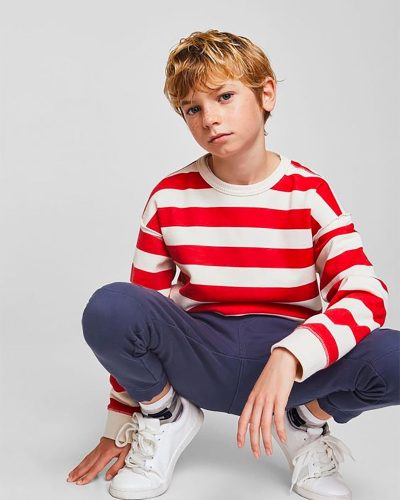 Boys Red & White Striped Long Sleeve Tee - Contemporary Casual Kids