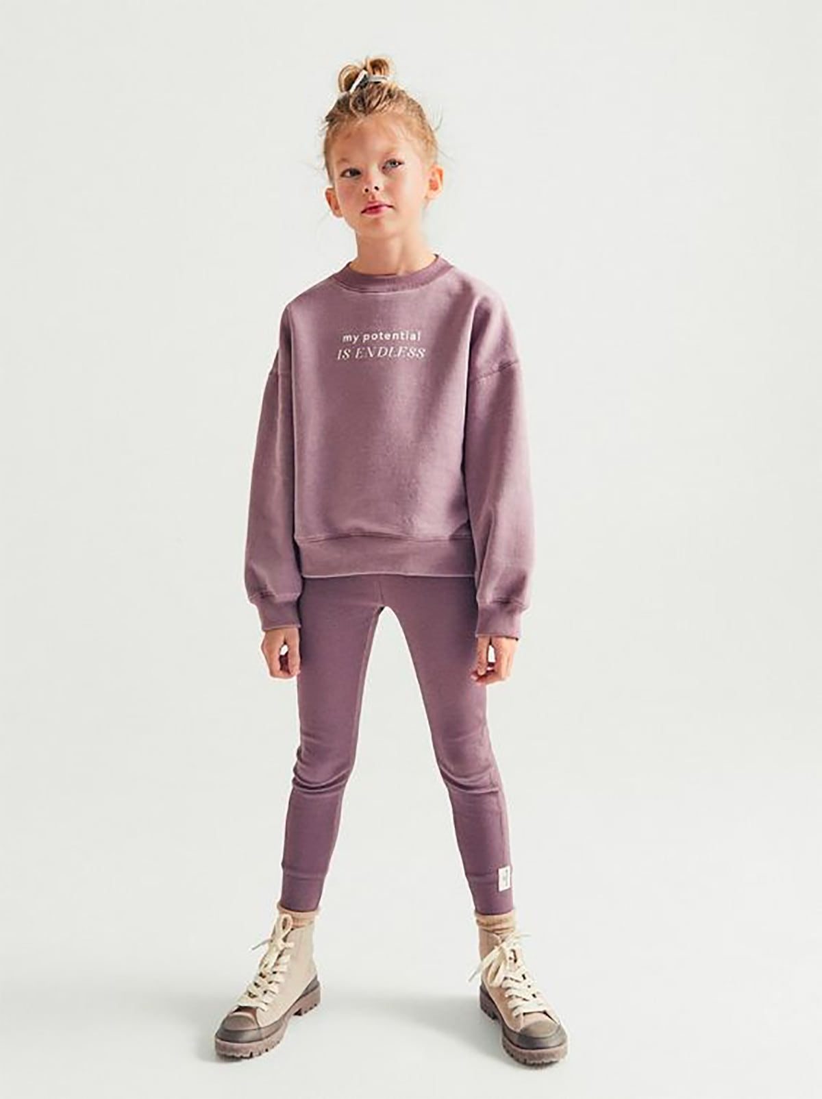 Kids Lavender Purple Sweatshirt Set with Inspirational Text