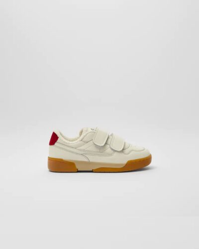 Kids Velcro Strap Sneakers - Cream White Athletic Shoes with Gum Sole