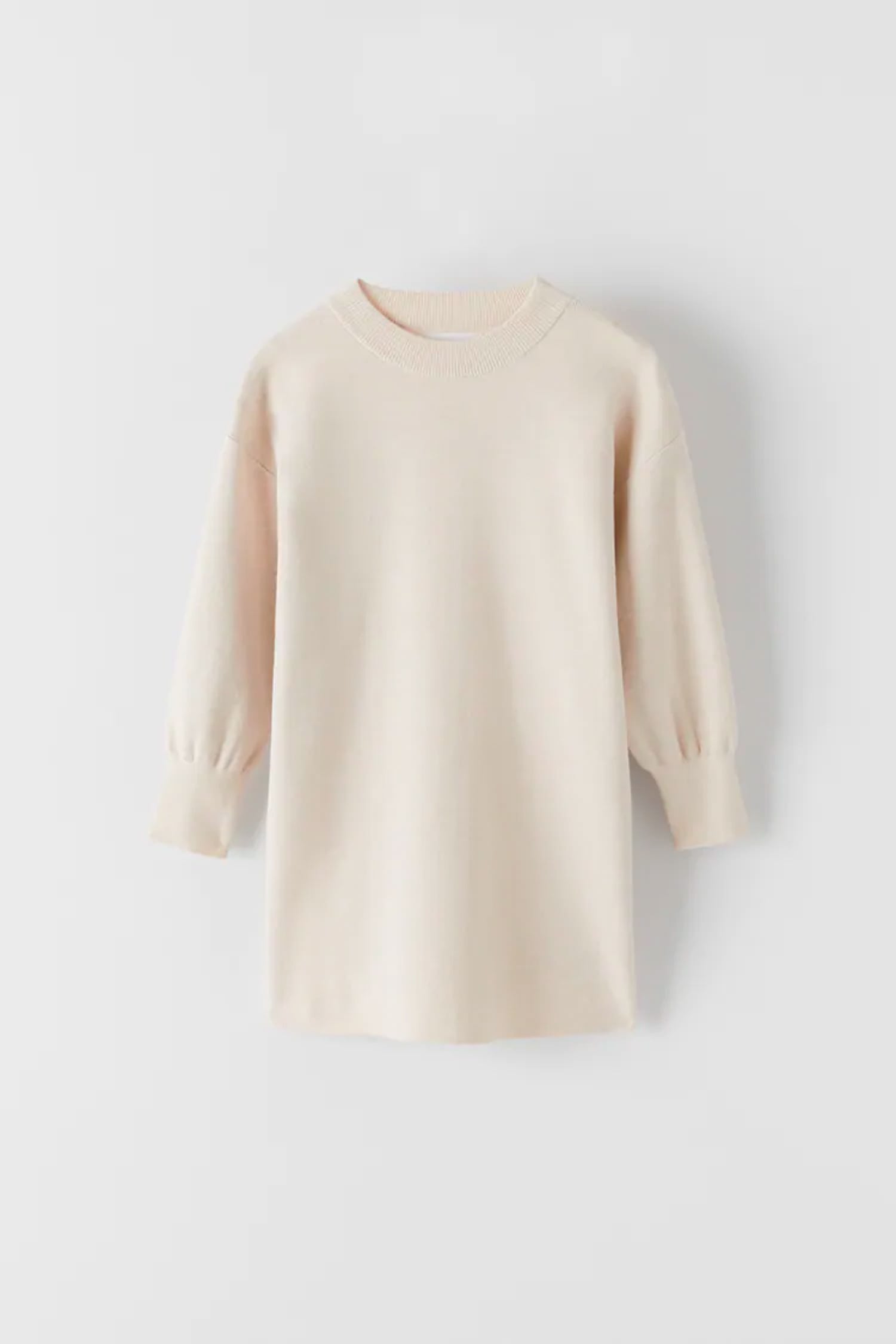 Cream Oversized Knit Sweater Dress - Cozy Long Sleeve Mini Dress