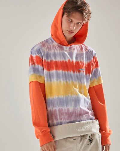 Contemporary Tie-Dye Layered Hoodie - Vibrant Streetwear Style