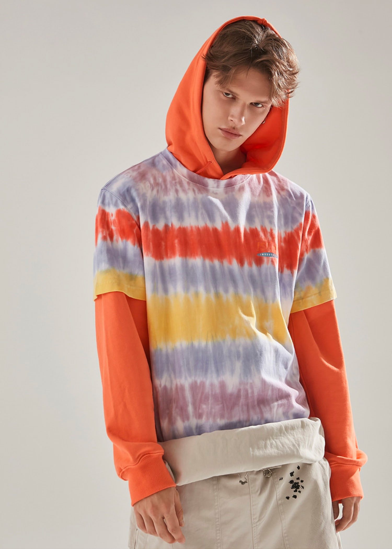 Contemporary Tie-Dye Layered Hoodie - Vibrant Streetwear Style