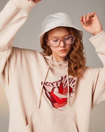 Contemporary Graphic Hoodie with Artistic Heart Design - Oversized Fit