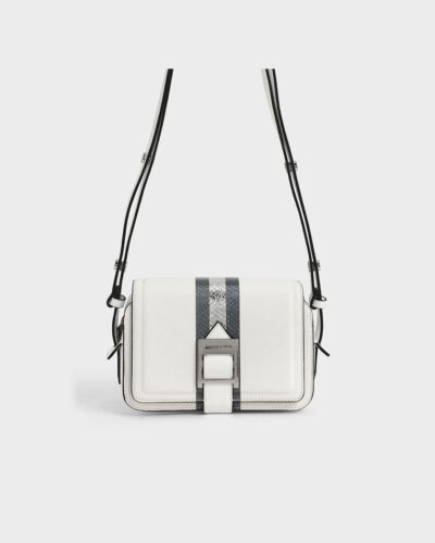 Contemporary Structured Crossbody Bag with Transparent Panel Design