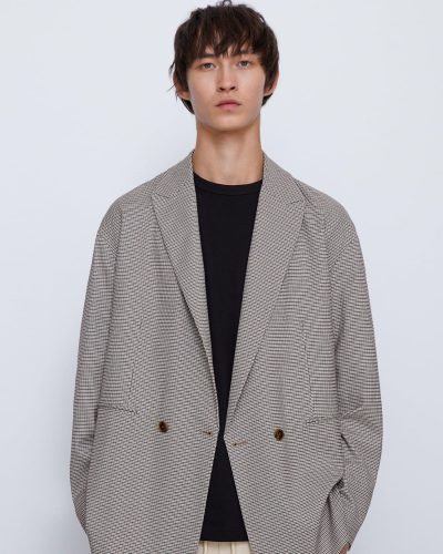 Men's Contemporary Glen Check Double-Breasted Blazer - Classic Fit