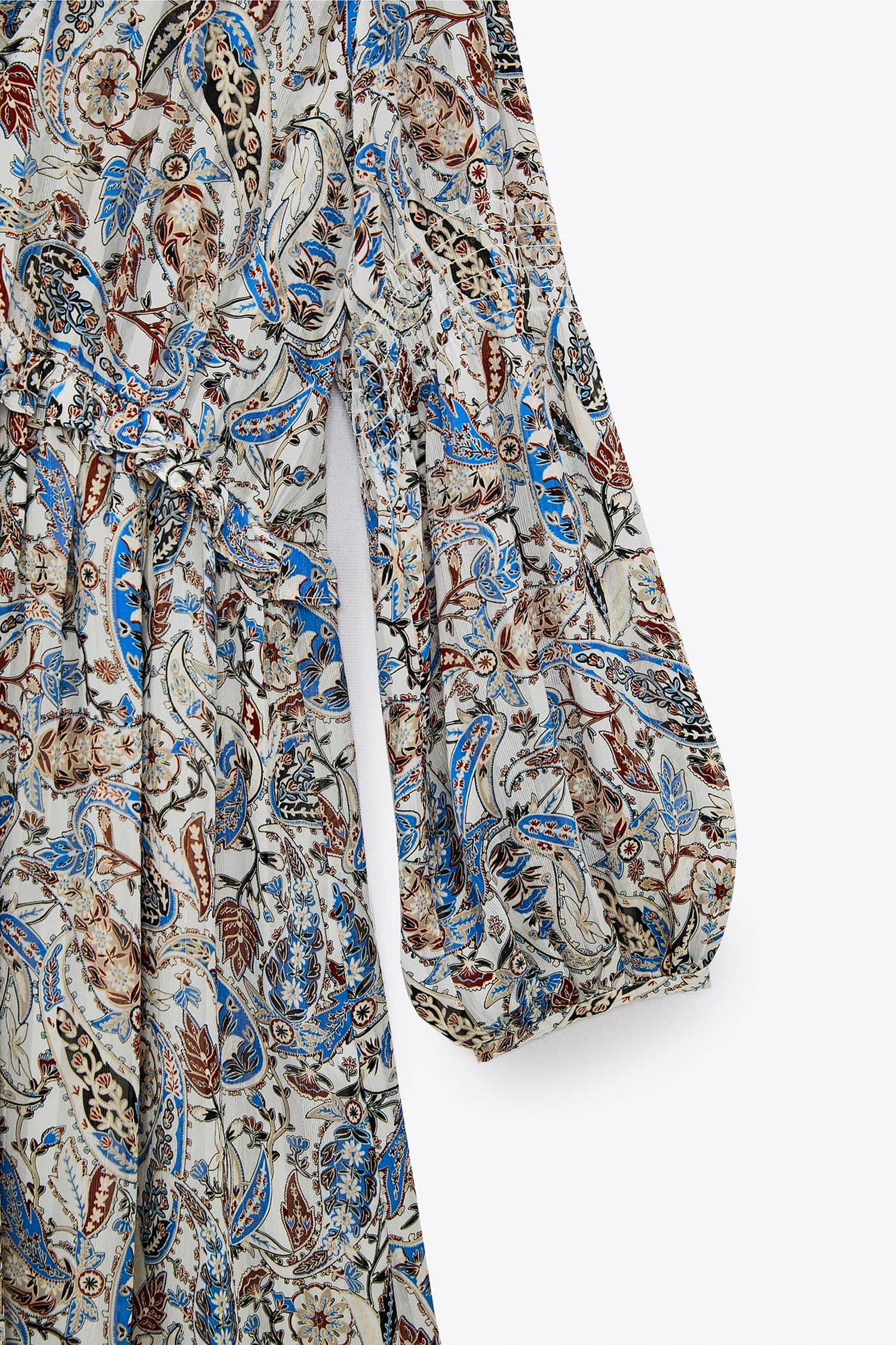 Contemporary Floral Paisley Mini Dress with Long Sleeves - Bohemian Chic - Image 5
